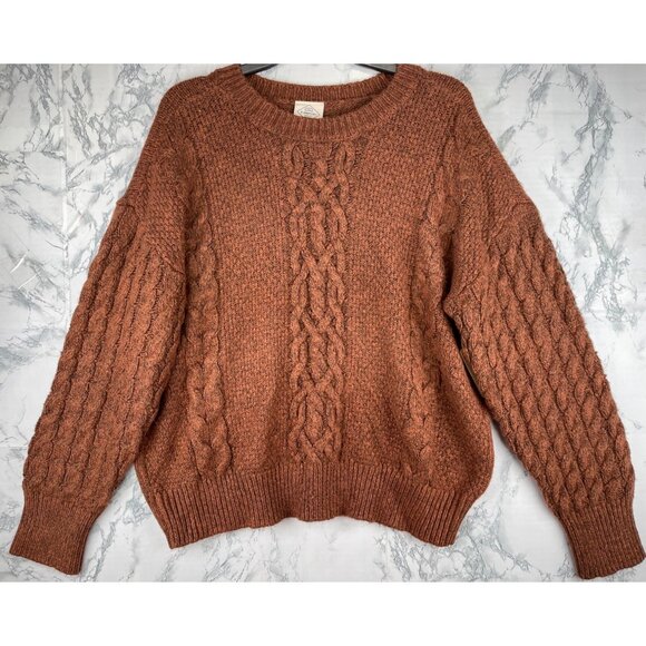 St. Johns Bay Womens Size XL Cable Knit Sweater Copper Spice - Picture 1 of 10